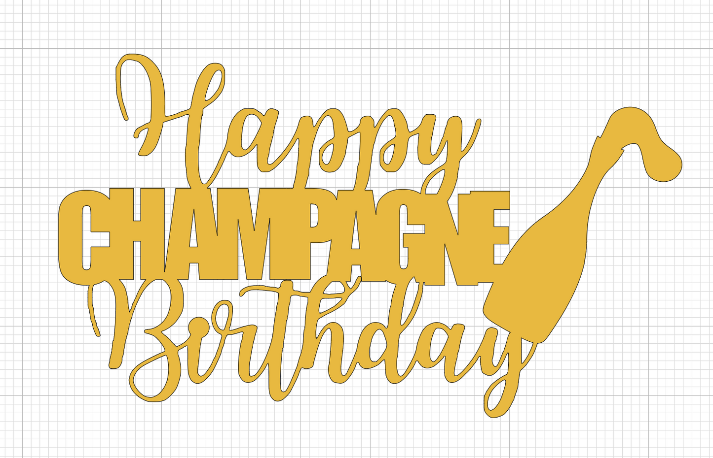 Happy Champagne Birthday Cake Topper